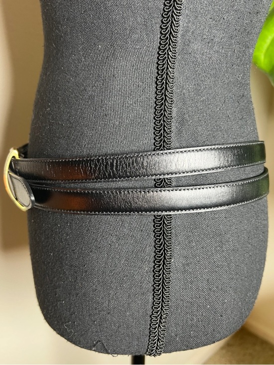 Ralph Lauren RL 67 Women’s Black Leather Belt Gold Tone Stirrup Buckle Large main image 14